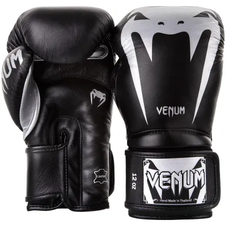 GIANT 3.0 BOXING GLOVES - NAPPA LEATHER - BLACK/SILVER VENUM